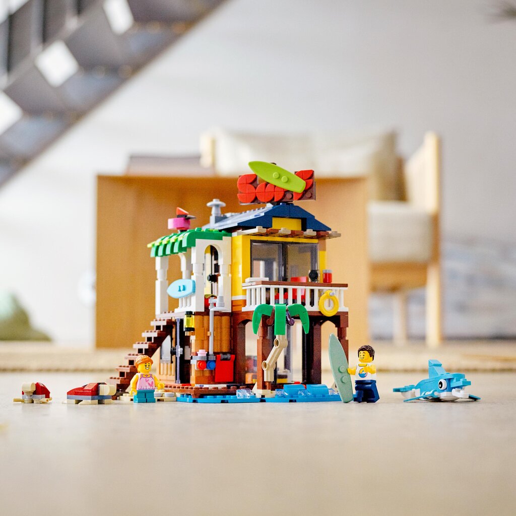 31118 LEGO® Creator Surffaajan mökki rannalla hinta ja tiedot | LEGOT ja rakennuslelut | hobbyhall.fi