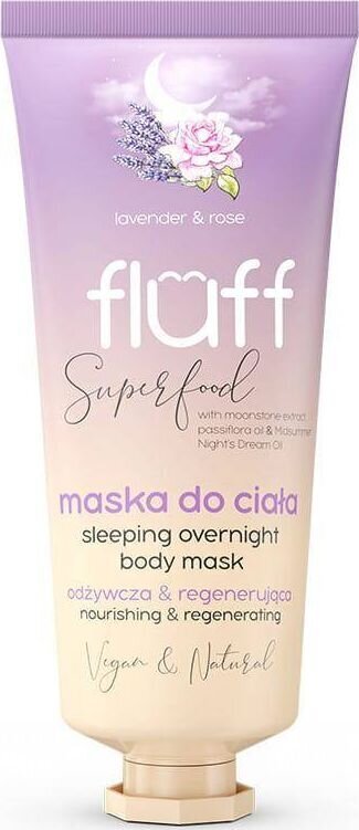 Yö vartalonaamio Fluff Super Food Sleeping Overnight Body Mask Laventeli ja ruusut, 150 ml hinta ja tiedot | Vartalovoiteet ja -emulsiot | hobbyhall.fi