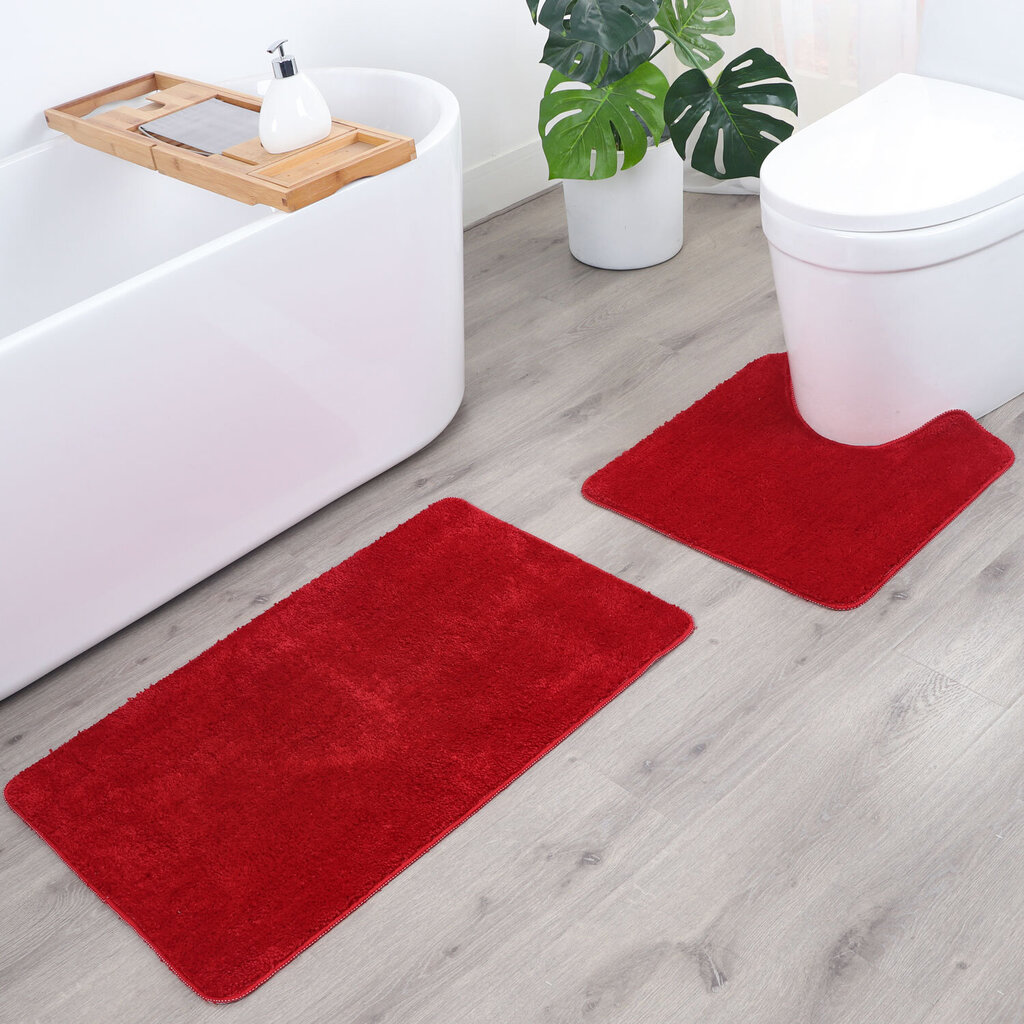 WC-matto mikrokuitu Benedomo, 55x90, punainen hinta ja tiedot | Kylpyhuoneen sisustus | hobbyhall.fi