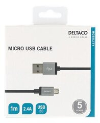 Deltaco MICRO-110F, USB A, USB Micro B, 1m hinta ja tiedot | Puhelinkaapelit | hobbyhall.fi