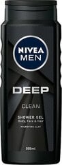 Miesten suihkugeeli Nivea Men Deep Clean suihkugeeli, 500 ml hinta ja tiedot | Suihkusaippuat ja suihkugeelit | hobbyhall.fi