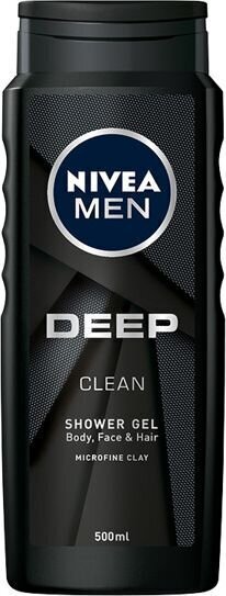 Miesten suihkugeeli Nivea Men Deep Clean suihkugeeli, 500 ml hinta ja tiedot | Suihkusaippuat ja suihkugeelit | hobbyhall.fi