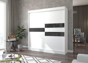 Adrk Furniture Batia Vaatekaappi 200 cm, valkoinen/harmaa hinta ja tiedot | Kaapit | hobbyhall.fi