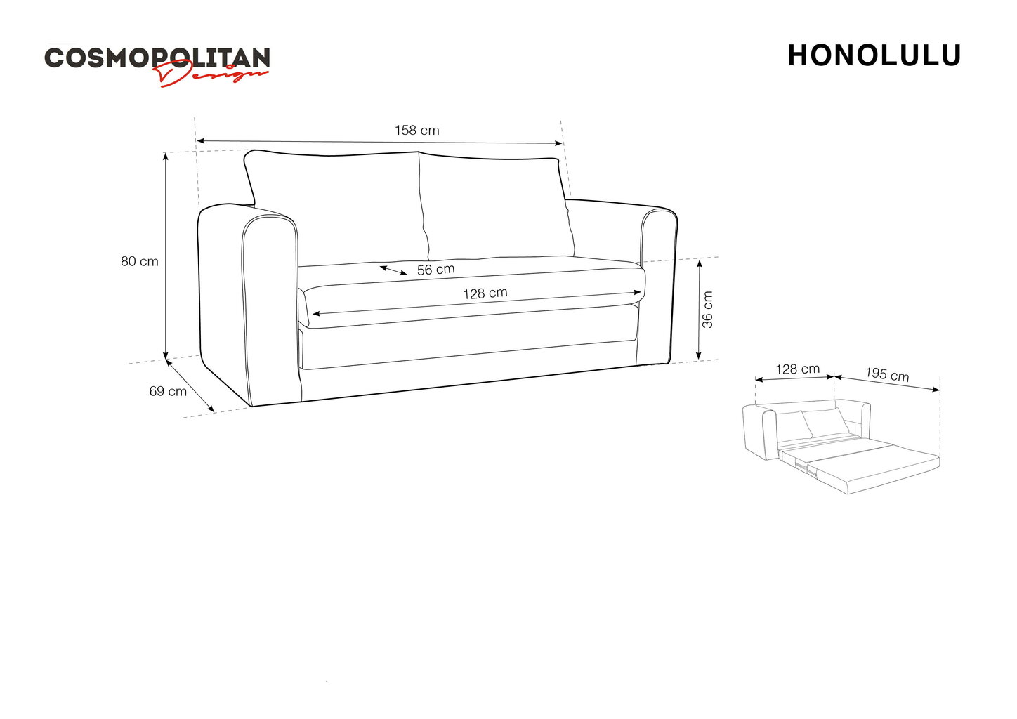 Cosmopolitan Design Honolulu, vaaleanharmaan värinen Sohva hinta ja tiedot | Sohvat ja vuodesohvat | hobbyhall.fi