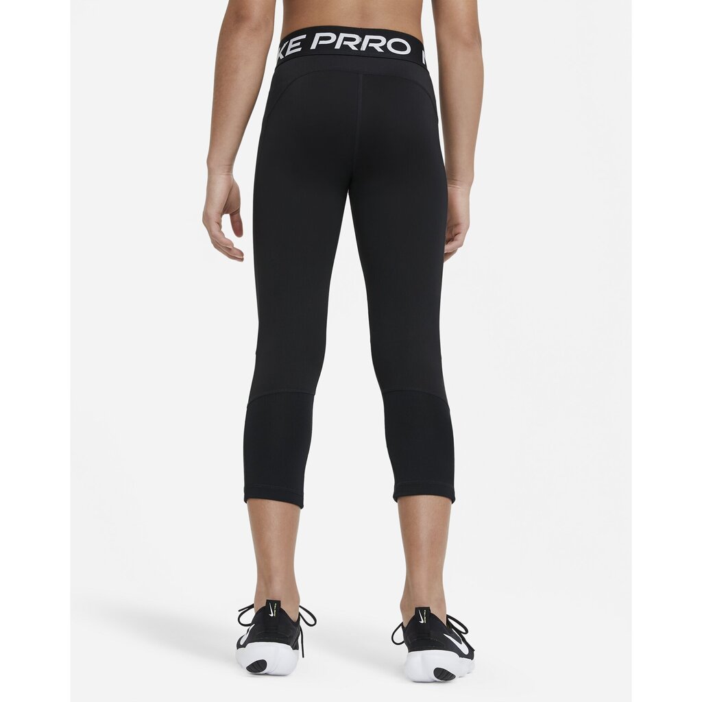 Nike Girl's Pro Capri Leggings -Lasten treenihousut, musta hinta ja tiedot | Tyttöjen leggingsit ja housut | hobbyhall.fi