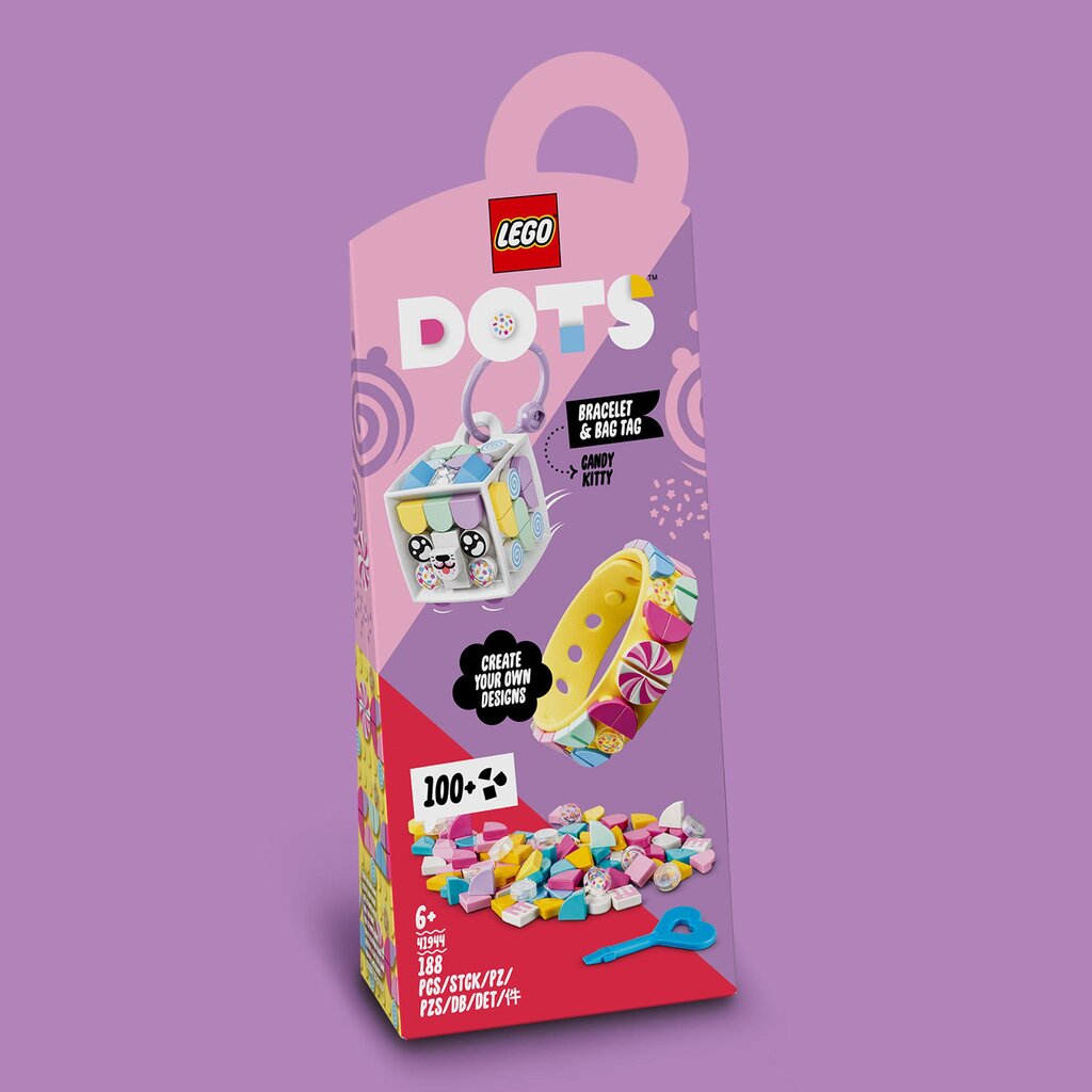 41944 LEGO® DOTS Sugar Cat rannekoru ja reppuriipus hinta ja tiedot | LEGOT ja rakennuslelut | hobbyhall.fi