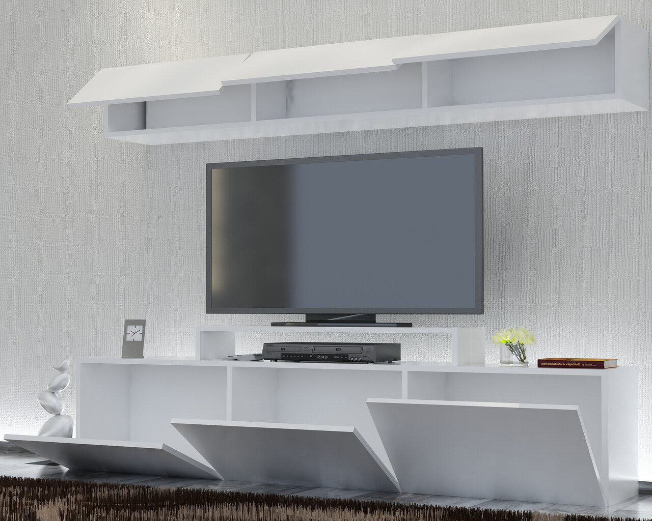 Kalune Design 788 (I) -olohuoneen kalustesetti, valkoinen hinta ja tiedot | TV- ja mediakalusteet | hobbyhall.fi