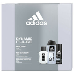 Setti miehille Adidas Dynamic Pulse: EDT, 50 ml + spraydeodorantti, 150 ml + suihkugeeli, 250 ml hinta ja tiedot | Miesten hajuvedet | hobbyhall.fi