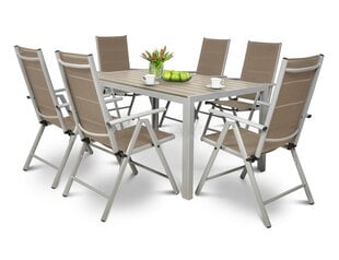 Puutarhakalustesarja Sydney, pöytä + 6 tuolia, ruskea / harmaa hinta ja tiedot | Focus Garden Huonekalut ja sisustus | hobbyhall.fi