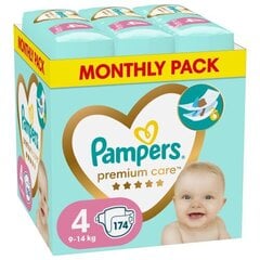 PAMPERS Premium Care kuukausipakkaus, koko 4, 9-14 kg, 174 kpl hinta ja tiedot | Vaipat | hobbyhall.fi