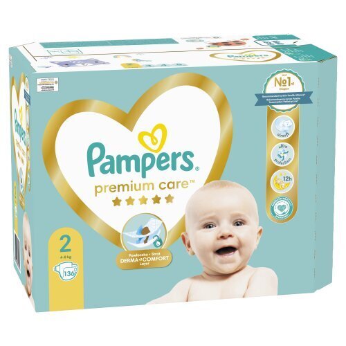 PAMPERS Premium Care vaipat, koko 2, 4-8kg, 136 kpl hinta ja tiedot | Vaipat | hobbyhall.fi