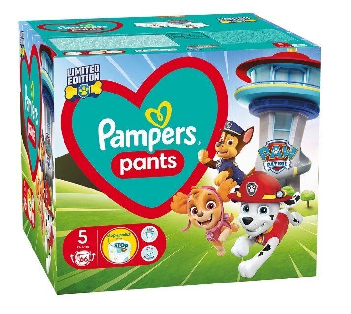 PAMPERS Pants Paw Patrol (Ryhmä Hau) -vaipat, koko 5, 12-17 kg, 66 kpl hinta ja tiedot | Vaipat | hobbyhall.fi