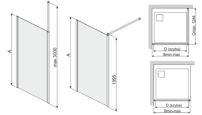 Walk-in suihkukaappi Sanplast Prestige III P/PR III 80s, pergamon hinta ja tiedot | Suihkuseinät ja -ovet | hobbyhall.fi