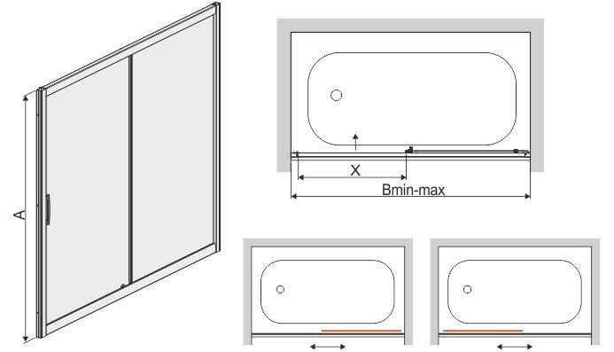 Kylpyhuoneen seinä Sanplast TX D2-W/TX5b 170s, profiili bahama vaaleanruskea, koristeellinen lasi W15 hinta ja tiedot | Kylpyhuonetarvikkeet | hobbyhall.fi