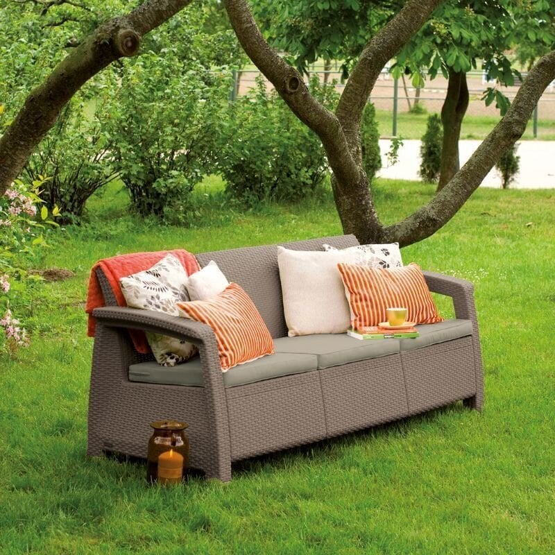 Corfu Love Seat Max, beigen värinen sohva puutarhaan hinta ja tiedot | Puutarhatuolit | hobbyhall.fi