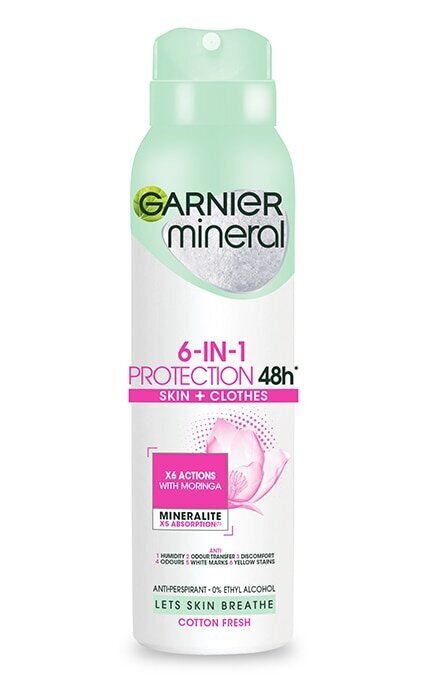 Spraydeodorantti Garnier Mineral Invisible Protection 6in1, 150 ml hinta ja tiedot | Deodorantit | hobbyhall.fi