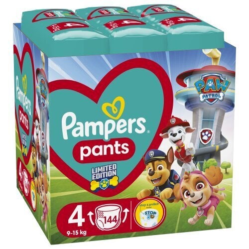 Pampers Pants Paw Patrol (Ryhmä Hau) -housuvaipat, koko 4, 9-15 kg, 144 kpl hinta ja tiedot | Vaipat | hobbyhall.fi