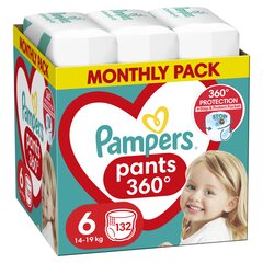 Housuvaipat PAMPERS Pants Monthly Pack, 6 kokoa 15 kg, 132 kpl hinta ja tiedot | Vaipat | hobbyhall.fi