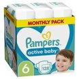 Vaipat Pampers Active Baby, kuukausipaketti, koko 6, 13-18 kg, 128 kpl.