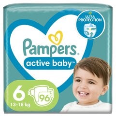 Pampers Active Baby -vaipat, koko 6, 96 kpl, 13–18 kg hinta ja tiedot | Vaipat | hobbyhall.fi