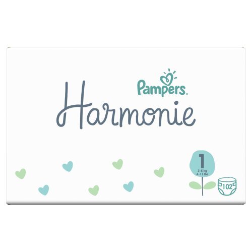 Pampers Harmonie koko 1, 102 vaipat, 2kg-5kg. hinta ja tiedot | Vaipat | hobbyhall.fi