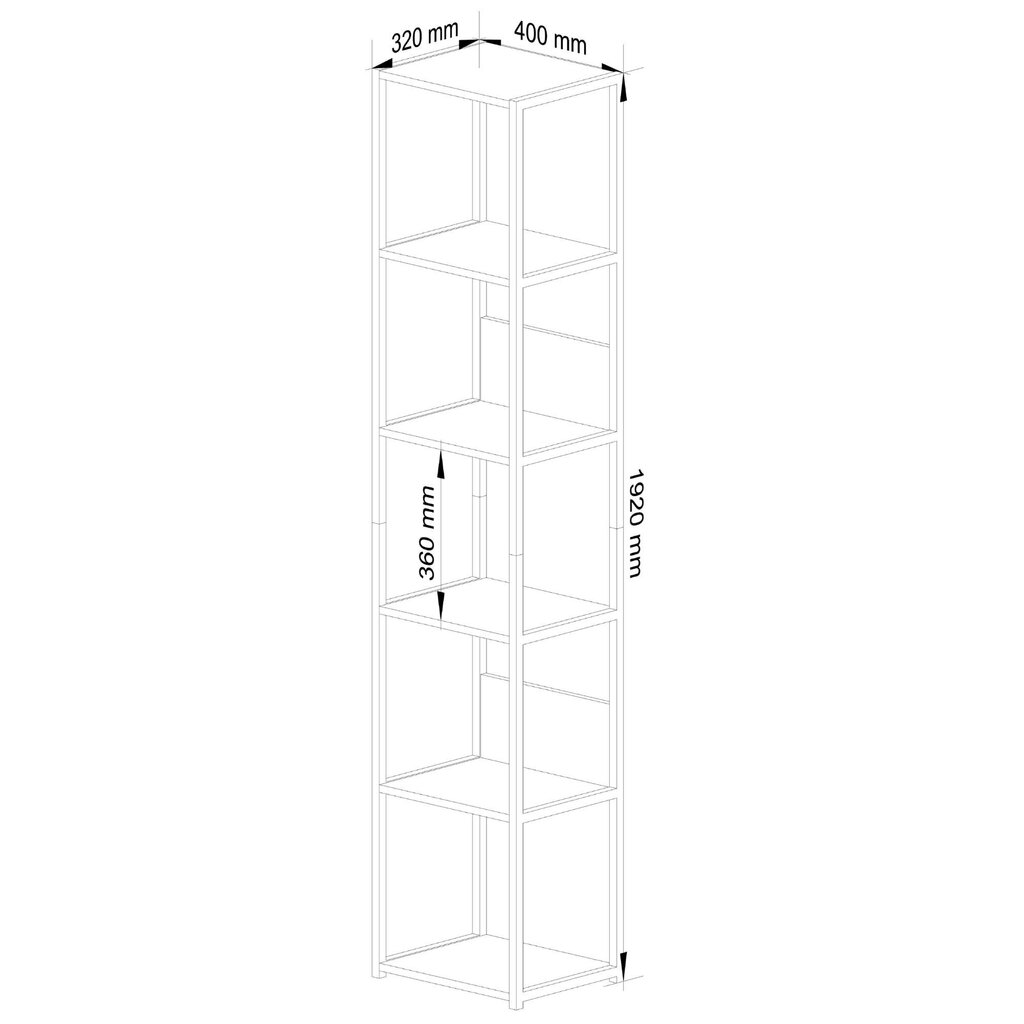 Loft metallinen kirjahylly 40 cm - valkoinen - 6 hyllytasoa hinta ja tiedot | Hyllyt | hobbyhall.fi