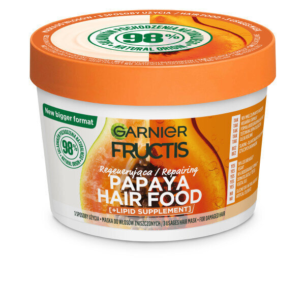 Garnier Fructis Hair Food Papaya ravitseva hiusnaamio, 400 ml hinta ja tiedot | Naamiot, öljyt ja seerumit | hobbyhall.fi