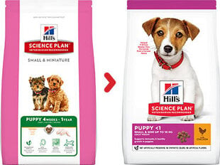 Hill's Science Plan Puppy Small & Mini kuivaruokaa pennuille-kanaa, 1,5 kg hinta ja tiedot | Koiran kuivaruoka | hobbyhall.fi