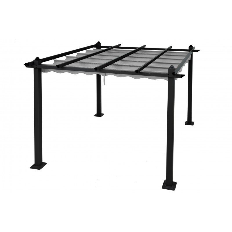 4living Perugia, Pergola sisäänvedettävällä katolla, 3x3x2,3 m, musta hinta ja tiedot | Puutarhapaviljongit | hobbyhall.fi