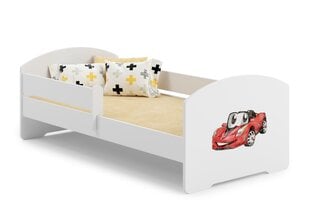 Sänky ADRK Furniture Pepe Barrier Red Car, 160x80 cm, valkoinen hinta ja tiedot | Lastensängyt | hobbyhall.fi