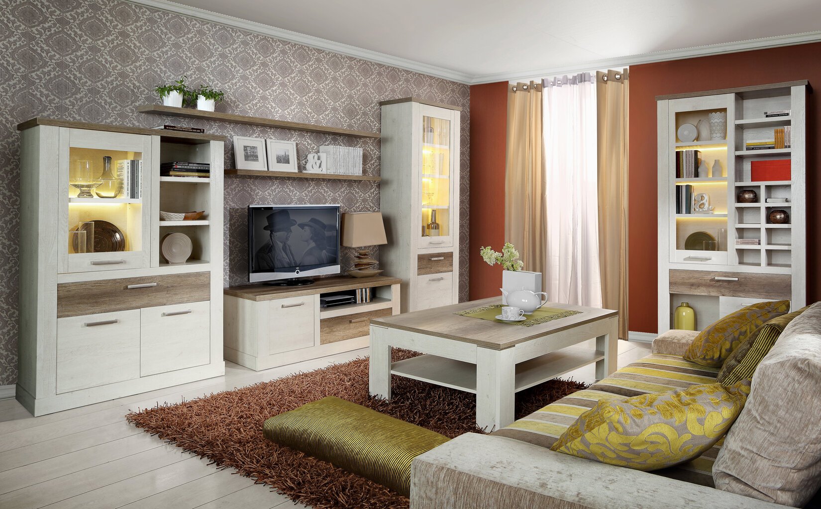 Forte Duro DURT511-T75, valkoisen /ruskean värinen sohvapöytä hinta ja tiedot | Sohvapöydät | hobbyhall.fi