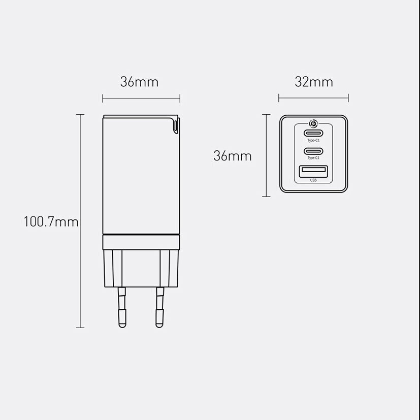 Baseus GaN3 (CCGP050102), USB hinta ja tiedot | Puhelimen laturit | hobbyhall.fi