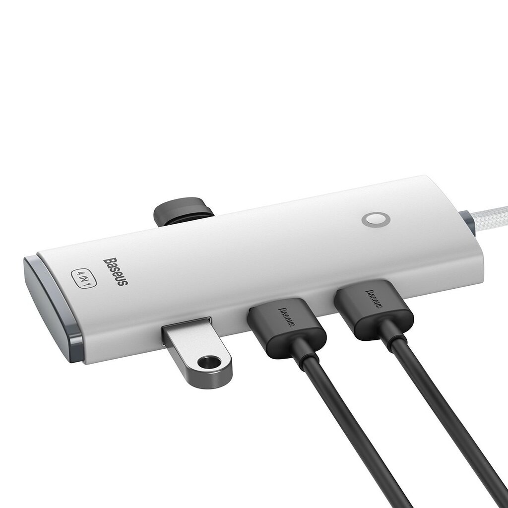 Baseus Lite Series HUB USB Type C -sovitin - 4x USB 3.0 1m valkoinen (WKQX030402) hinta ja tiedot | Adapterit | hobbyhall.fi