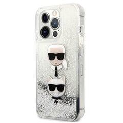 Karl Lagerfeld Liquid Glitter Karl & Choupette Head Case iPhone 13 Prolle (hopea) hinta ja tiedot | Puhelimen kuoret ja kotelot | hobbyhall.fi