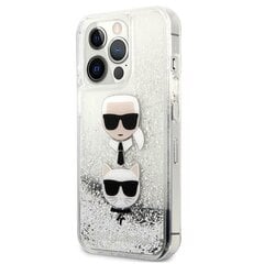 Karl Lagerfeld Liquid Glitter Karl & Choupette Head Case iPhone 13 Pro Maxille (hopea) hinta ja tiedot | Puhelimen kuoret ja kotelot | hobbyhall.fi