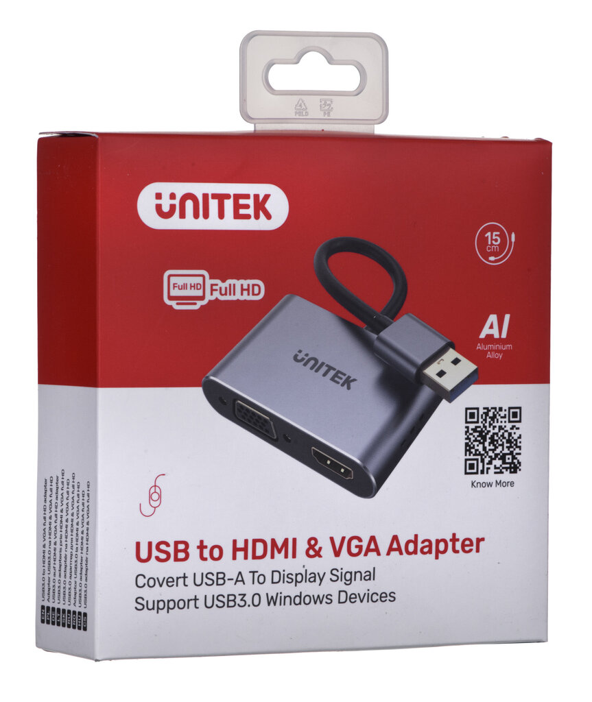 Unitek USB HDMI - VGA, FullHD hinta ja tiedot | Adapterit | hobbyhall.fi