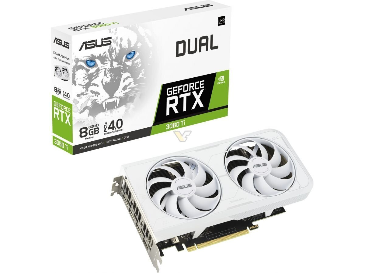 ASUS Dual GeForce RTX 3060 Ti White OC Edition 8GB GDDR6X (DUAL-RTX3060TI-O8GD6X-WHI) hinta ja tiedot | Näytönohjaimet | hobbyhall.fi