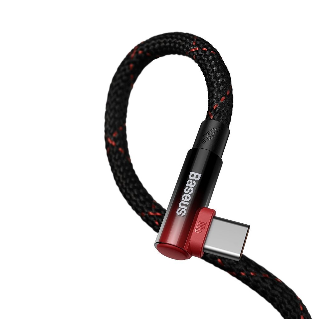 Baseus MVP Elbow angled cable Power Delivery cable with side connector USB Type C / USB Type C 2m 100W 5A red (CAVP000720 hinta ja tiedot | Puhelinkaapelit | hobbyhall.fi