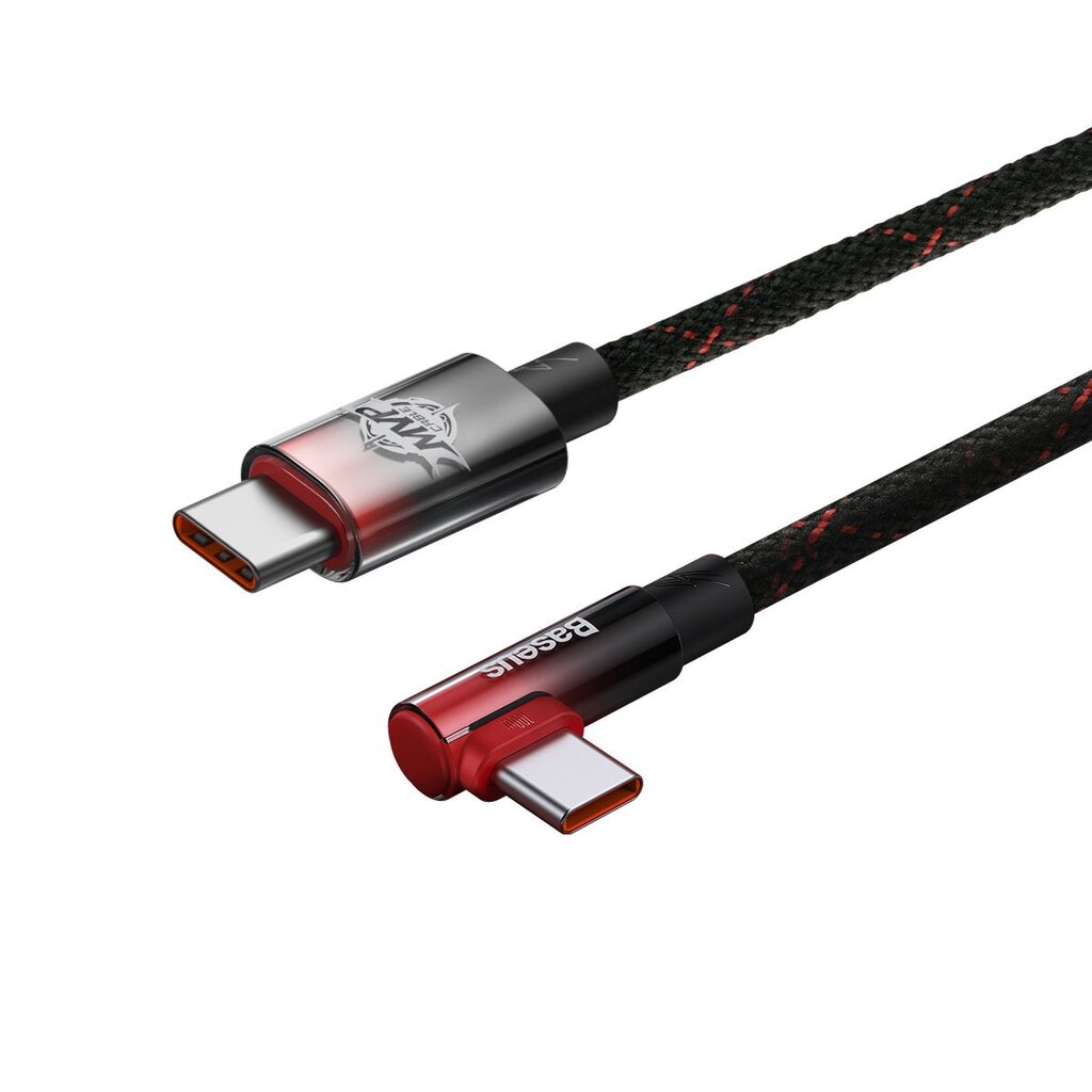 Baseus MVP Elbow angled cable Power Delivery cable with side connector USB Type C / USB Type C 2m 100W 5A red (CAVP000720 hinta ja tiedot | Puhelinkaapelit | hobbyhall.fi