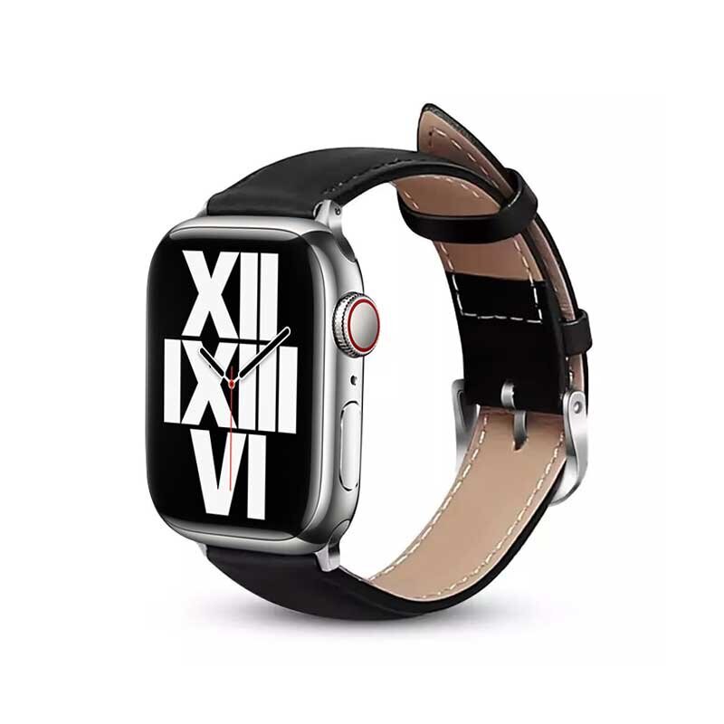 Crong Noble Band aito nahkaranneke Apple Watchille 42/44/45mm, musta - hinta ja tiedot | Älykellojen ja aktiivisuusrannekkeiden lisätarvikkeet | hobbyhall.fi