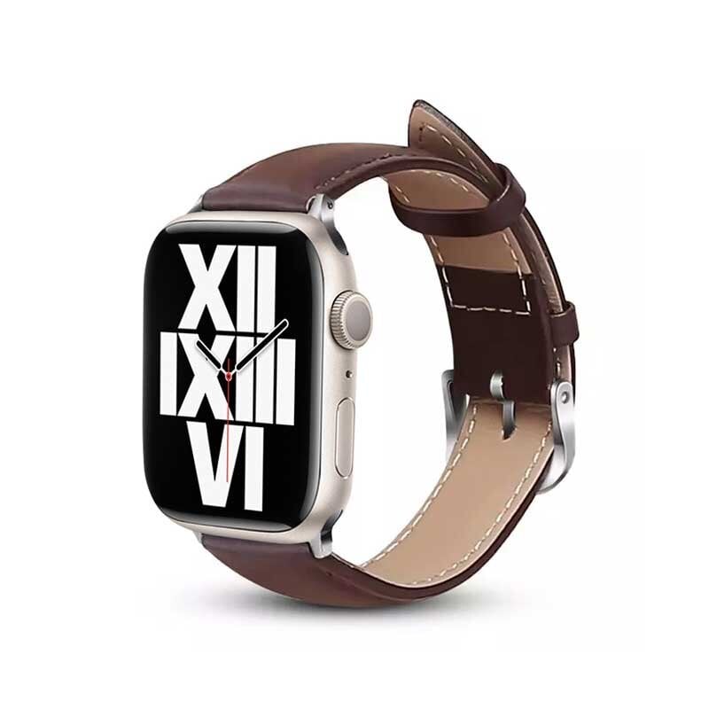 Crong Noble Band aito nahkaranneke Apple Watchille 42/44/45mm, ruskea hinta ja tiedot | Älykellojen ja aktiivisuusrannekkeiden lisätarvikkeet | hobbyhall.fi