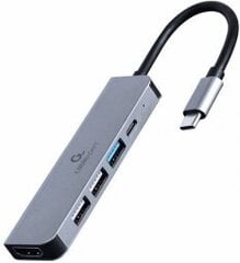 Gembird USB Type-C 5-in-1 Grey hinta ja tiedot | Adapterit | hobbyhall.fi