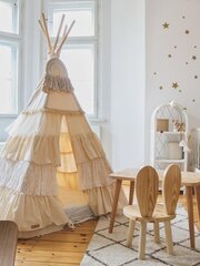 Teepee-teltta Moi Mili, jossa on röyhelöitä beigen värinen hinta ja tiedot | Lasten leikkimökit ja -teltat | hobbyhall.fi