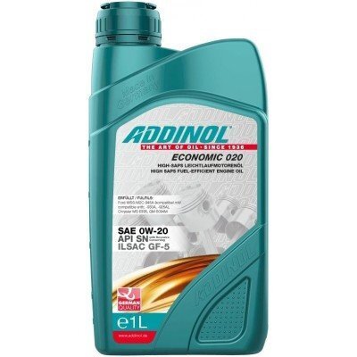 Addinol Ecomonic 020 0W-20 Moottoriöljy, 1L hinta ja tiedot | Moottoriöljyt | hobbyhall.fi