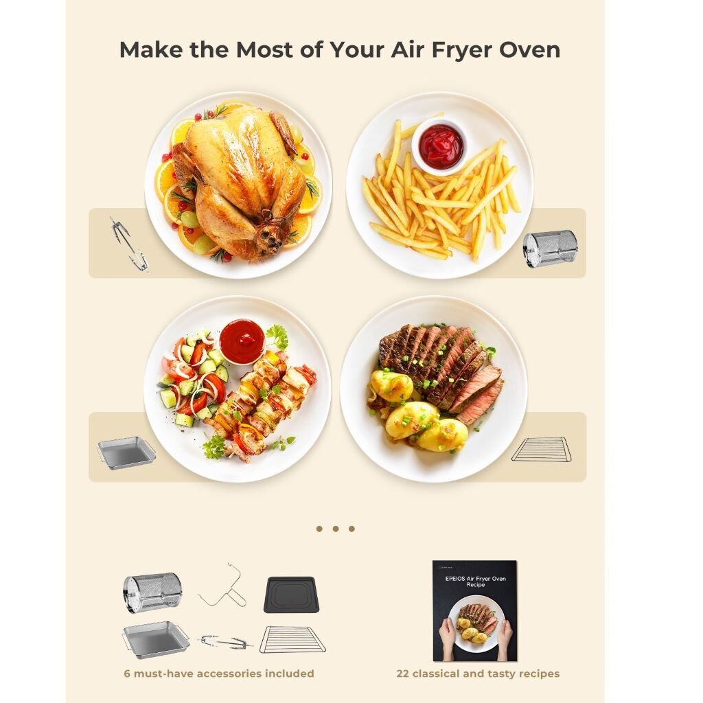 Epeios Air Fryer Epao249, 14 L hinta ja tiedot | Airfryerit ja friteerauskeittimet | hobbyhall.fi