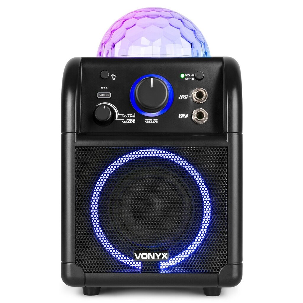 Vonyx SBS55B BT Karaoke-kaiutin LED-pallo, musta hinta ja tiedot | Kaiuttimet | hobbyhall.fi