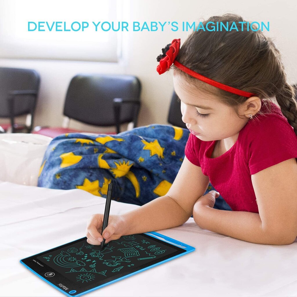 LCD-värillinen piirto- ja kirjoitustaulu, jossa on kynä lapsille - GOAPA, sininen hinta ja tiedot | Kehittävät lelut | hobbyhall.fi