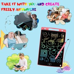 LCD-värillinen piirto- ja kirjoitustaulu, jossa on kynä lapsille - GOAPA, vaaleanpunainen hinta ja tiedot | Kehittävät lelut | hobbyhall.fi