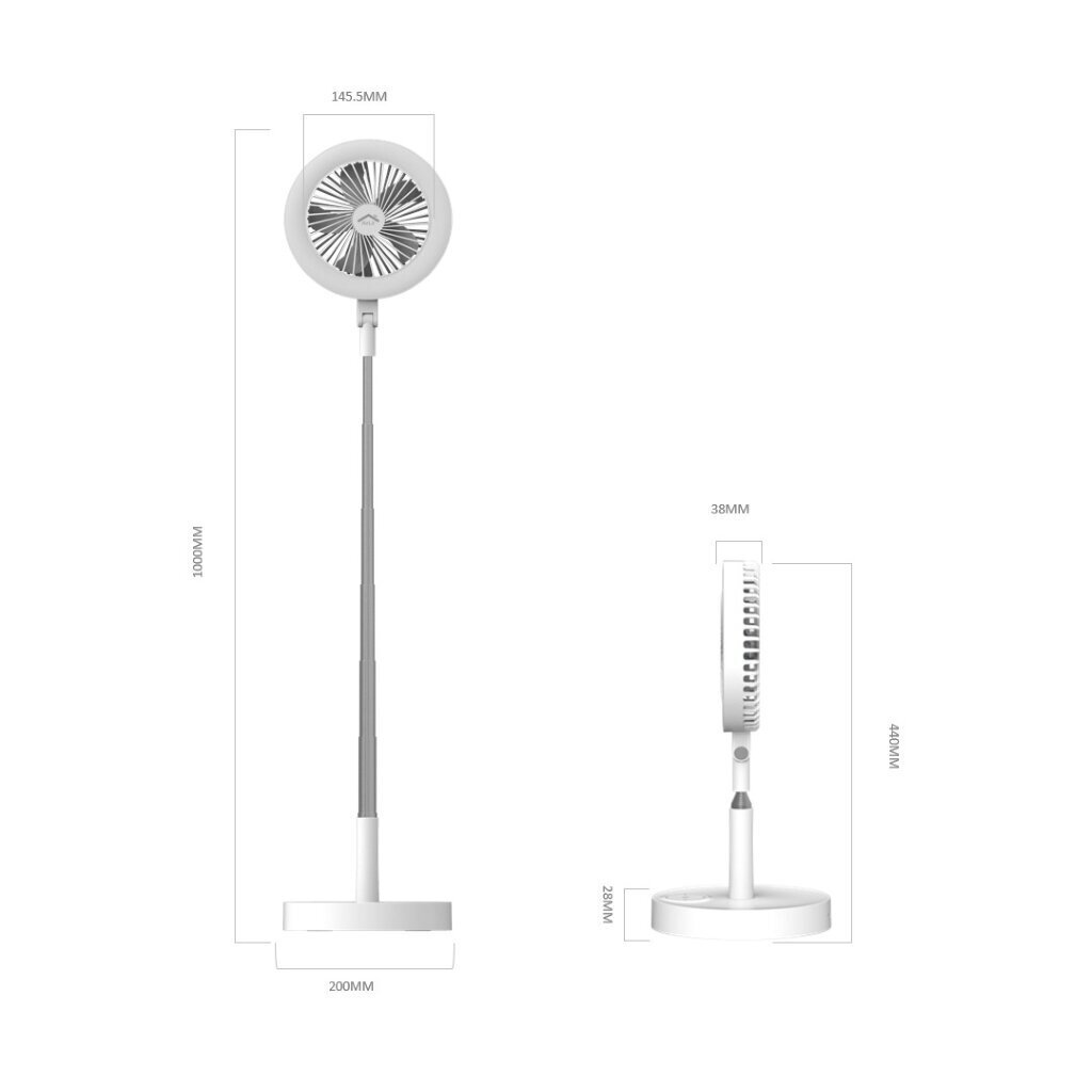 Kannettava älykäs tuuletin, valo ja peili GeoSmartPro AirLit ALF01GB hinta ja tiedot | Tuulettimet | hobbyhall.fi