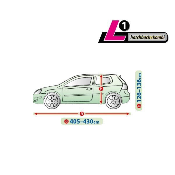 Hatchback/Combi autosuoja 405-430cm L1 Cone-Blue wrap 5-4627-249-4030 hinta ja tiedot | Lisätarvikkeet autoiluun | hobbyhall.fi